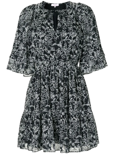 Parker Cotton Floral Pattern Dress In Black