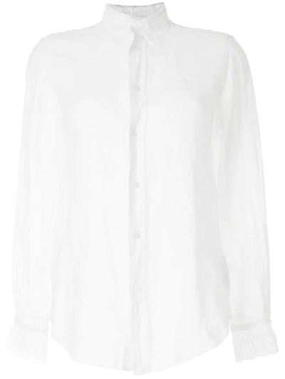 Polo Ralph Lauren Scalloped Cuff Shirt In White