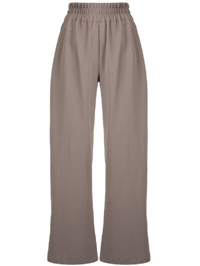 Mark Kenly Domino Tan Elasticated-waist Flared Trousers In Green