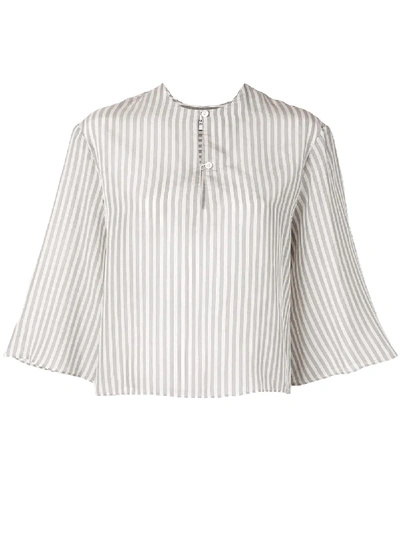 Mark Kenly Domino Tan Button Down Striped Shirt In Grey