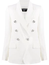 Balmain Embossed Buttons Double-breasted Blazer In Blanc