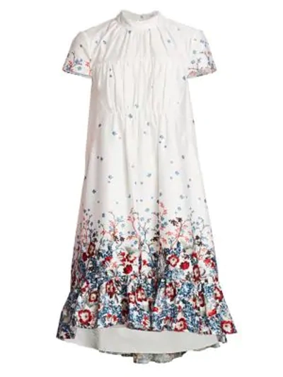 Erdem Virginia Bird Blossom Shift Dress In White Multi