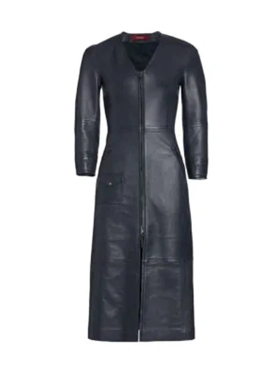 Sies Marjan Amida Leather Zip-front Dress In Navy