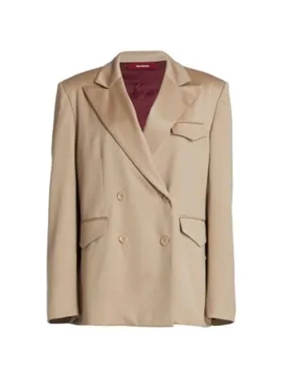 Sies Marjan Liz Double Breasted Pressed Wool Blazer In Clay