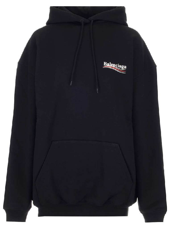 balenciaga logo cotton terry hoodie