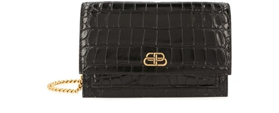 Balenciaga Sharp Clutch On Chain In Black