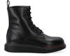 Alexander Mcqueen Black Contrast Sole Hybrid Combat Boots In 1000 Black Black