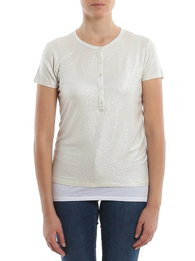 Majestic Lurex T-shirt With Tank Top In Light Beige
