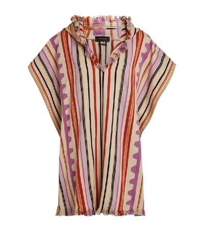 Isabel Marant Pilen Striped Hooded Poncho In Pink