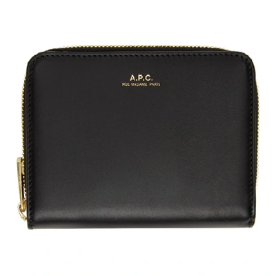 Apc Emmanuelle Black Leather Wallet In Lzz Black