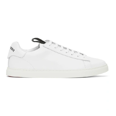 Dsquared2 Men's Leather Logo-web Trainer Sneakers In White,black