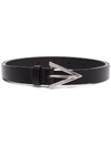 Bottega Veneta Black Leather Belt With Triangular Buckle In Black