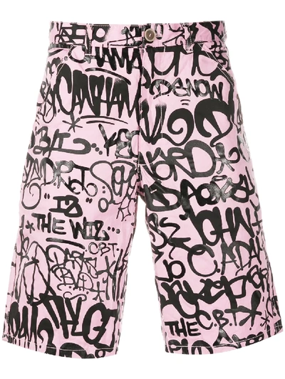 Comme Des Garçons Shirt Graffiti Pattern Shorts In Pink