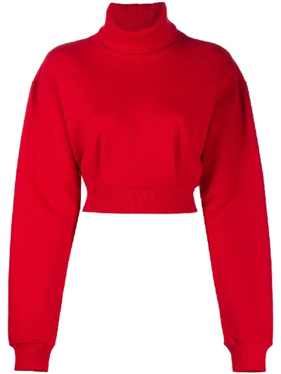 Opening Ceremony Cropped Turtleneck Sweatshirt In Dragon Red