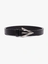 Bottega Veneta Black Leather Belt With Triangular Buckle In Black