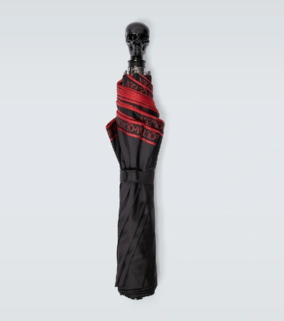 Alexander Mcqueen Logo Trim Umbrella In Black