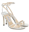 JIMMY CHOO METZ 100 METALLIC LEATHER SANDALS,P00479203