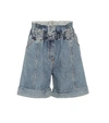 Philosophy Di Lorenzo Serafini Liberty Belted Cotton Denim Shorts In Blue