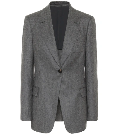 Brunello Cucinelli 羊毛法兰绒西装式外套 In Grey