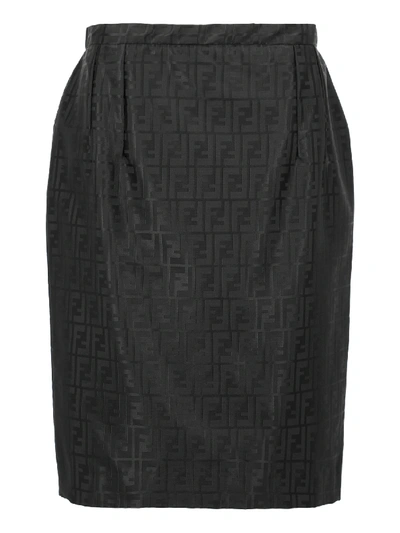 Pre-owned Fendi Midi Skirt In Black