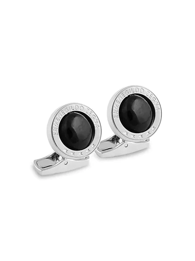 Zegna Gift Project Sterling Silver & Blue Tiger's Eye Cufflinks