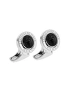 ZEGNA ROTATING CENTENNIAL STERLING SILVER & ENAMEL CUFFLINKS,0400012779383