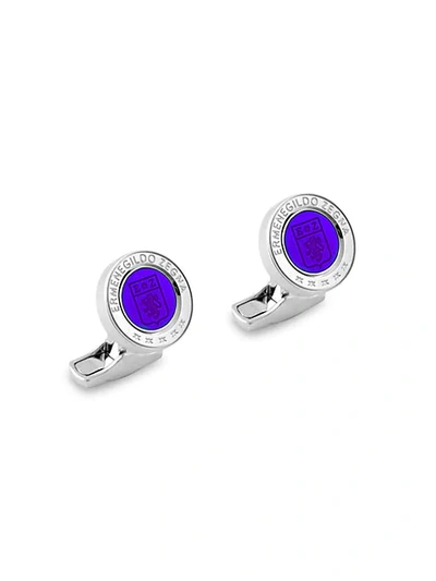 Zegna Rotating Centennial Sterling Silver & Enamel Cufflinks