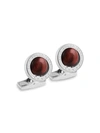 ZEGNA GIFT PROJECT STERLING SILVER & RED TIGER'S EYE CUFFLINKS,0400012779682