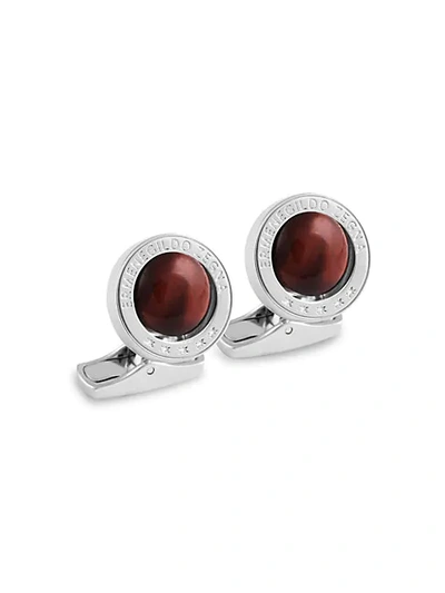 Zegna Gift Project Sterling Silver & Red Tiger's Eye Cufflinks