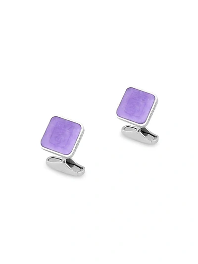 Zegna Purple Jade & Sterling Silver Square Cufflinks