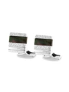 ZEGNA STERLING SILVER & BLACK MOTHER-OF-PEARL HAMMERED CUFFLINKS,0400012777968