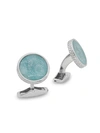 ZEGNA STERLING SILVER & AMAZONITE MONKEY CUFFLINKS,0400012777884