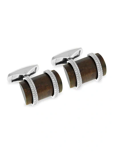 Zegna Horn & Bone Sterling Silver & Tiger's Eye Cufflinks