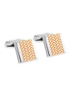 ZEGNA SQUARE STERLING SILVER & ROSE GOLDPLATED ENGRAVED CUFFLINKS,0400012778485