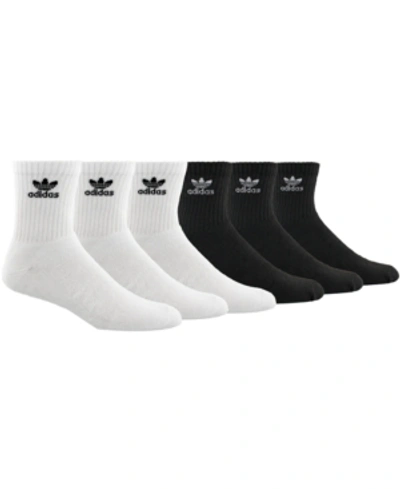 Adidas Originals Adidas Men's Originals 6-pk. Logo Quarter Socks In Black/white