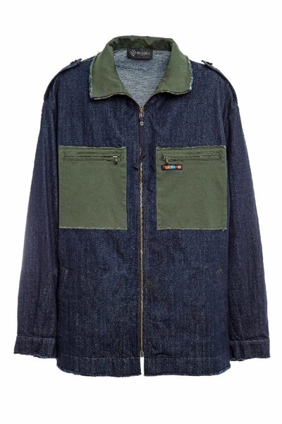 Mr & Mrs Italy Denim And Cottoncavalry Work Jacket For Man In Blue
