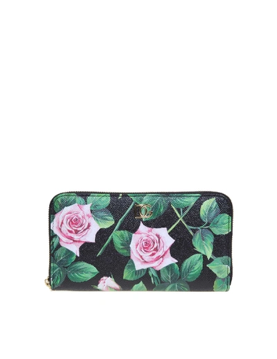 Dolce & Gabbana Wallet In Printed Calfskin Leather In Pink