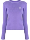 Bapy By *a Bathing Ape® Long Sleeve Ribbed Knit Sweater In Purple