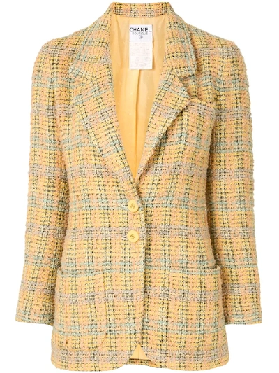 Pre-owned Chanel 1994 Tweed Blazer In Yellow