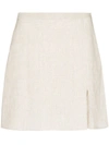 Reformation Baker Front Slit Miniskirt In Neutrals