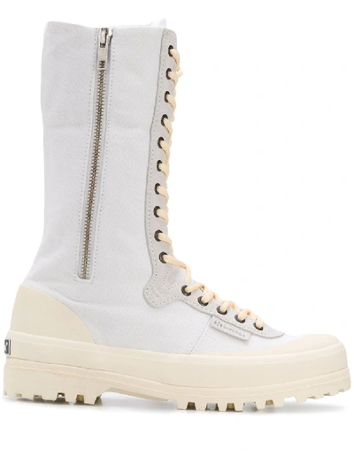 Superga X Paura Zipped Combat Boots In White
