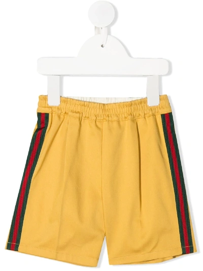 Gucci Babies' Side Stripe Track Shorts In Yellow