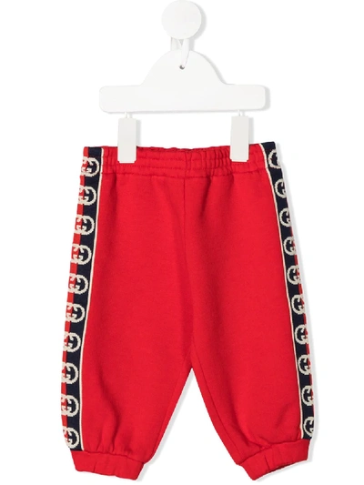 Gucci Babies' Gg Trim Track Trousers In Red