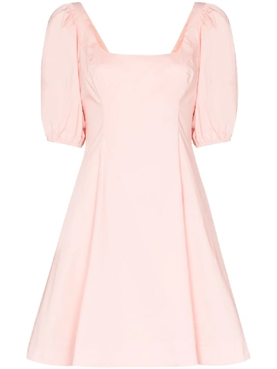 Staud Puff-sleeve Mini Dress In Pink