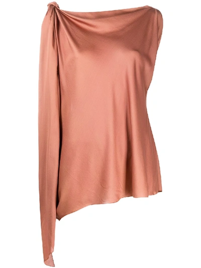 Pre-owned Lanvin  Slash Neck Blouse In Brown