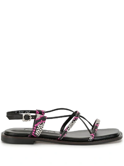 Yuul Yie Harley Cross Python-print Sandals In Pink