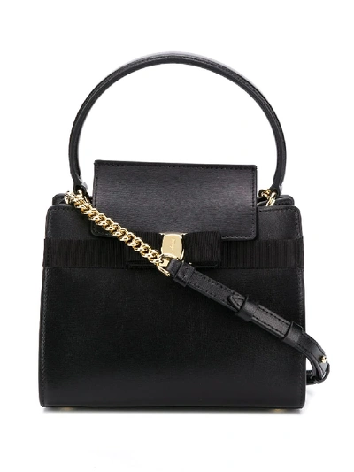 Ferragamo Mini Bow-embellished Tote Bag In Black