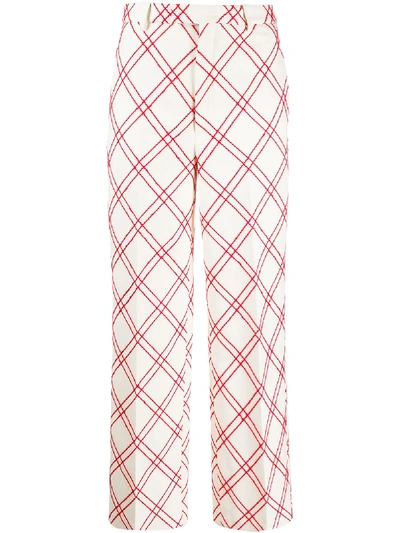 Giambattista Valli Geometric-print Flared Trousers In White