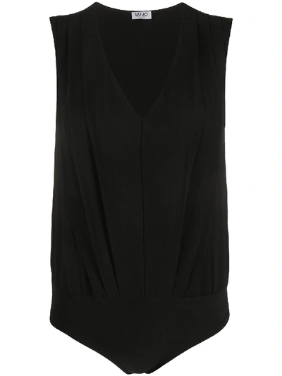 Liu •jo V-neck Blouse Bodysuit In Black