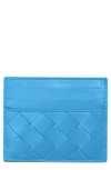 Bottega Veneta Intrecciato Leather Card Holder In Swimming Pool